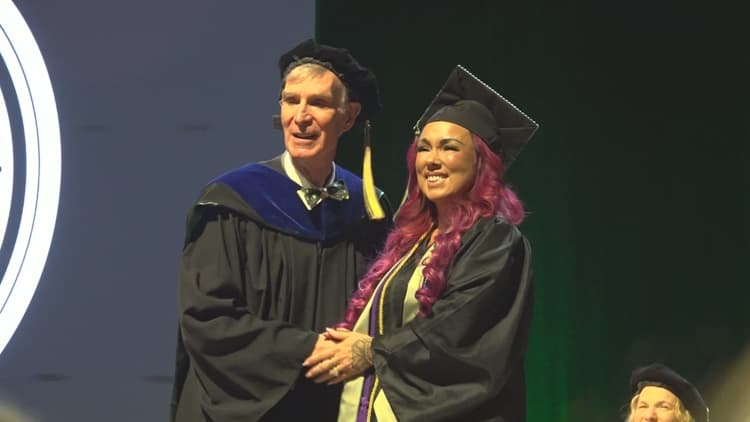 'I still aspire to be like him': Bill Nye addresses Unity Environmental University graduates in Portland